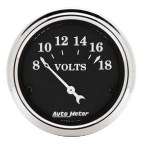 AUTOMETER Voltmeter Gauge 2 1/16", 18V, Elec, Old Tyme Black