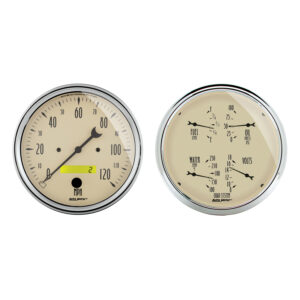 AUTOMETER 2pc Gauge Kit Quad & Speedometer, 5", Antique Beige