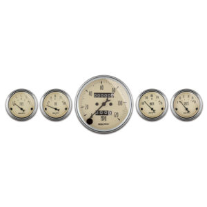 AUTOMETER 5pc Gauge Kit 3 1/8" & 2 1/16", Mech. Speedometer, Antique Beige