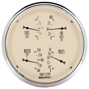 AUTOMETER Gauge, Quad, 5", 240°-33°F, Elec, Antique Beige
