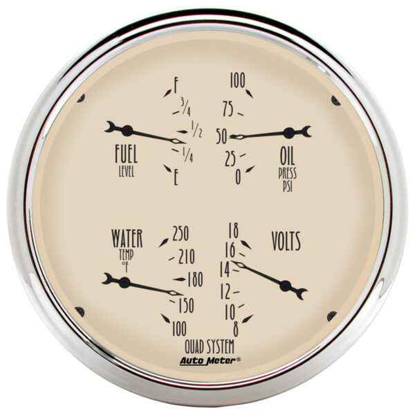 AUTOMETER Gauge, Quad, 5", 240°-33°F, Elec, Antique Beige