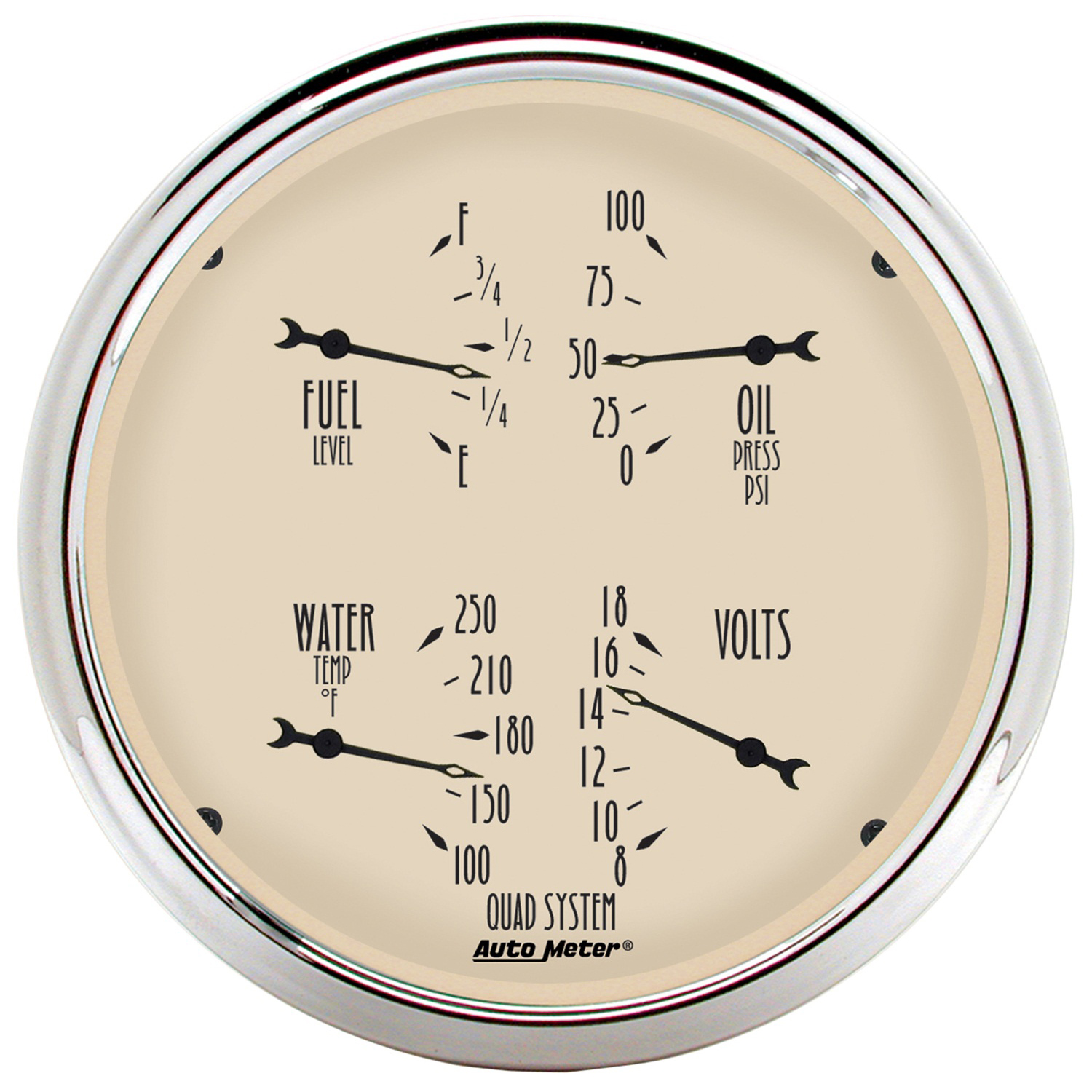 AUTOMETER 2pc Gauge Kit Quad & Speedometer, 5", Antique Beige - Image 3