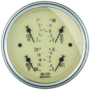 AUTOMETER Gauge, Quad, 3 3/8", 240°-33°F, Elec, Antique Beige