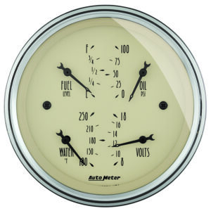 AUTOMETER Gauge, Quad, 3 3/8", 0°-90°F, Elec, Antique Beige