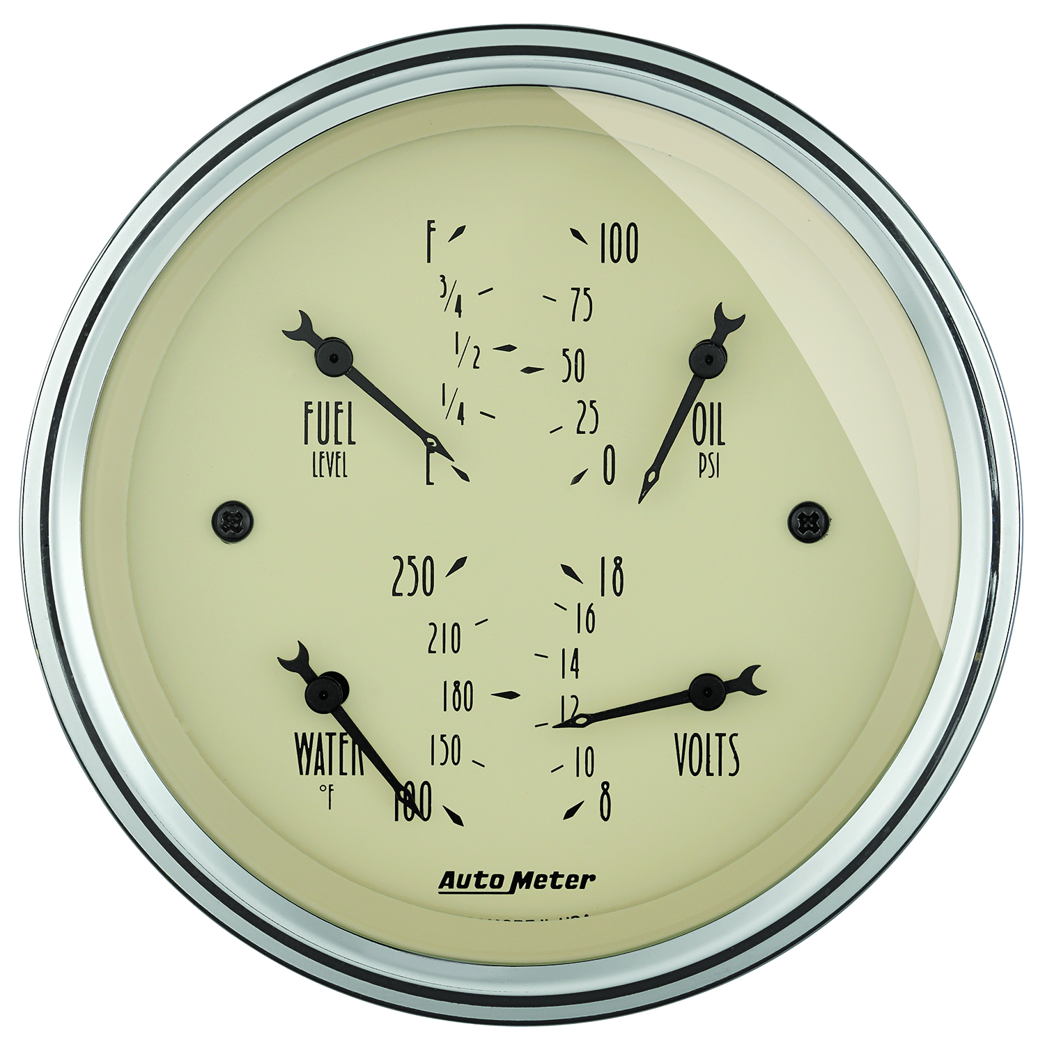 AUTOMETER Gauge, Quad, 3 3/8", 0°-90°F, Elec, Antique Beige