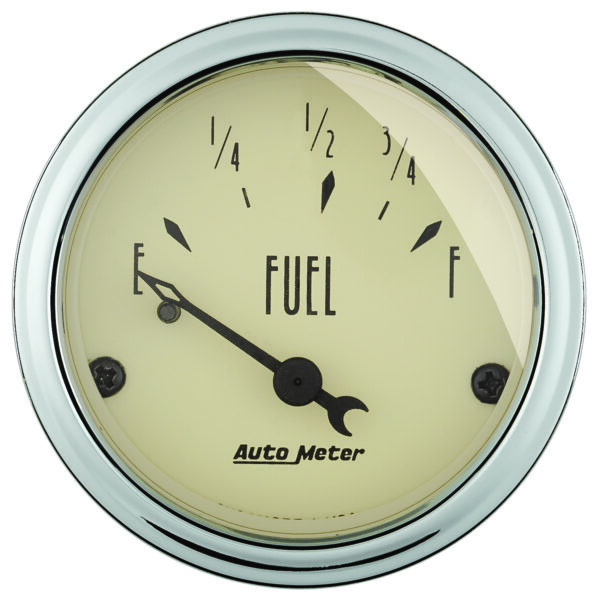 AUTOMETER Fuel Level Gauge 2 1/16", 73° To 10°F, Elec, Antique Beige
