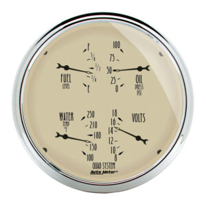 AUTOMETER Gauge, Quad, 5", 0°-90°F, Elec, Antique Beige