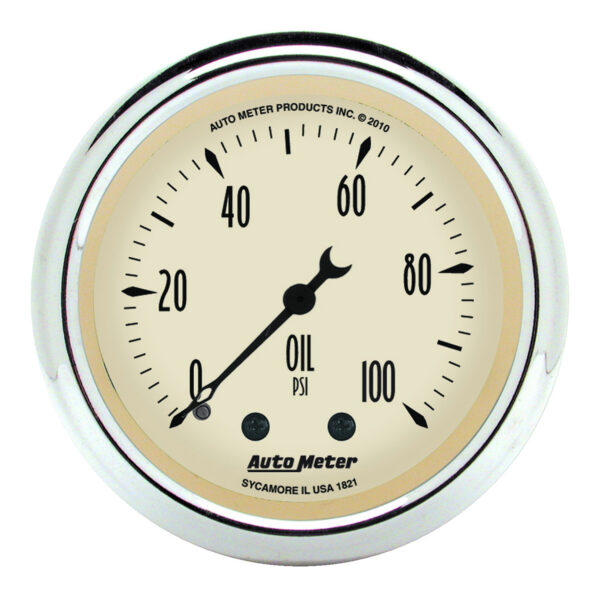 AUTOMETER 5pc Gauge Kit 3 1/8" & 2 1/16", Mech. Speedo., Wtmp & Oilp, Antique Beige - Image 3