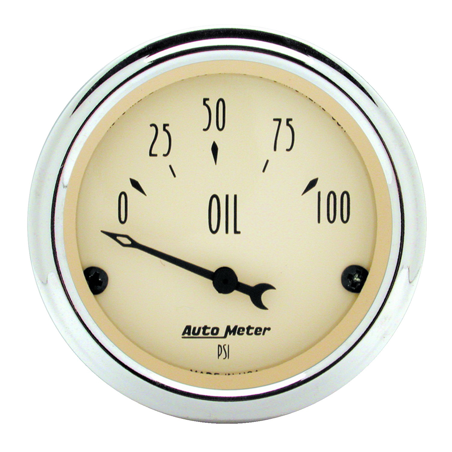 AUTOMETER Oil Pressure Gauge 2 1/16", 100PSI, Elec, Antique Beige