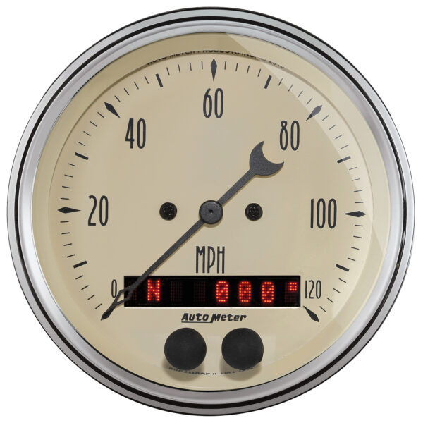 AUTOMETER 2pc Gauge Kit Quad & Speedometer, 3 3/8", Antique Beige - Image 2