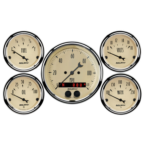AUTOMETER 5pc Gauge Kit 3 3/8" & 2 1/16", GPS Speedometer, Antique Beige
