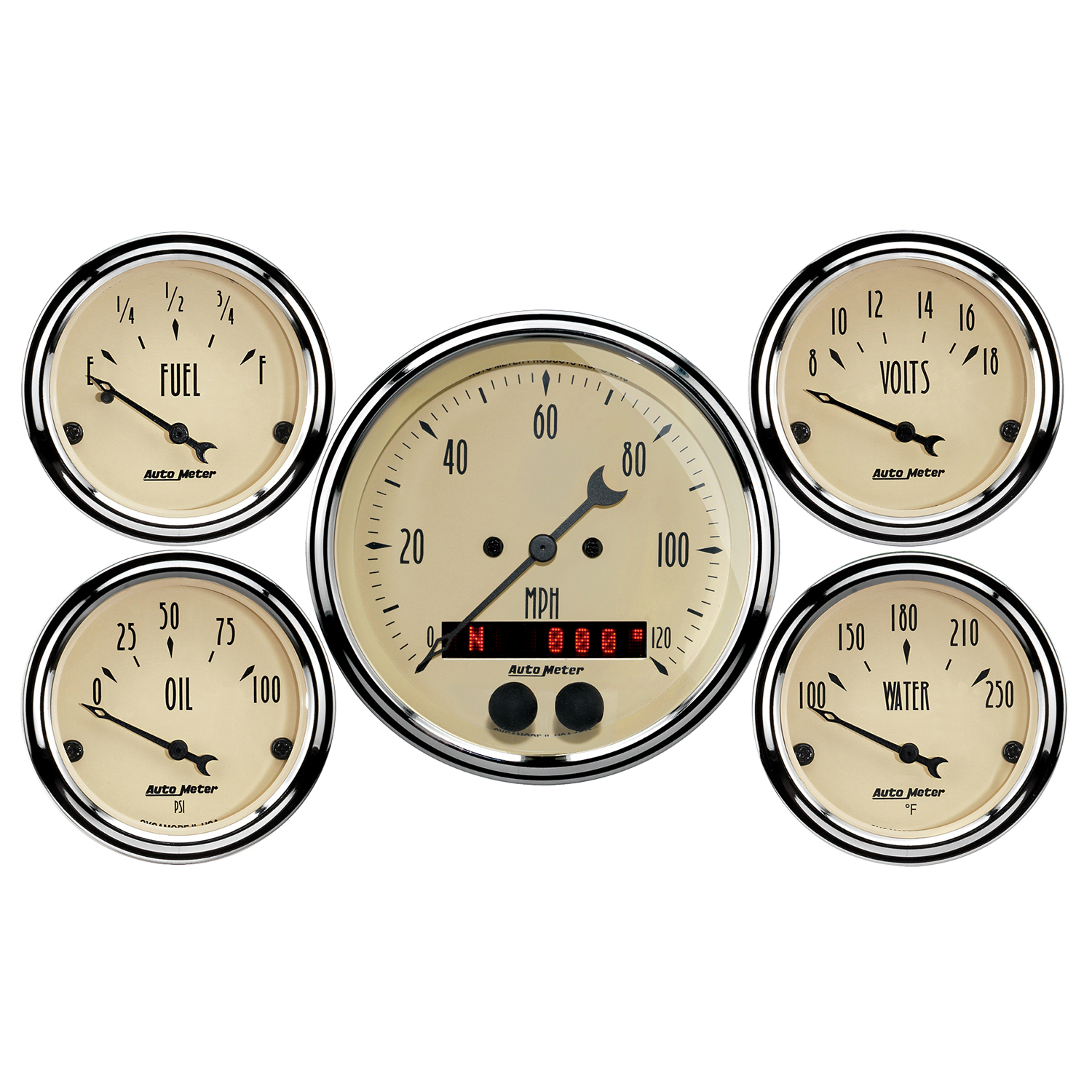 AUTOMETER 5pc Gauge Kit 3 3/8" & 2 1/16", GPS Speedometer, Antique Beige