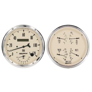 AUTOMETER Gauge Kit, 2 Pc., Quad & Tach/Speedo, 5", Antique Beige