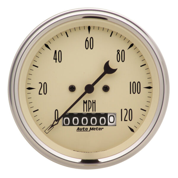 AUTOMETER 5pc Gauge Kit 3 3/8" & 2 1/16", Elec. Speedometer, Antique Beige - Image 2