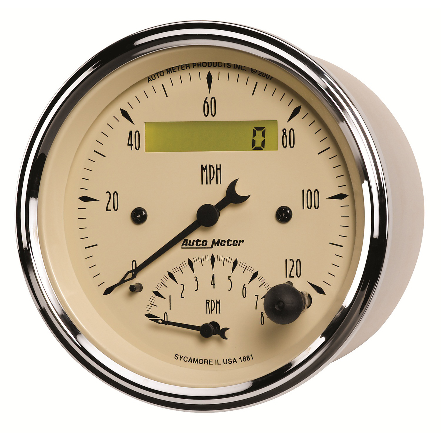 AUTOMETER Tacho/Speedo Gauge 3 3/8", 120MPH & 8K RPM, Elec. Program., Antique Beige - Image 2