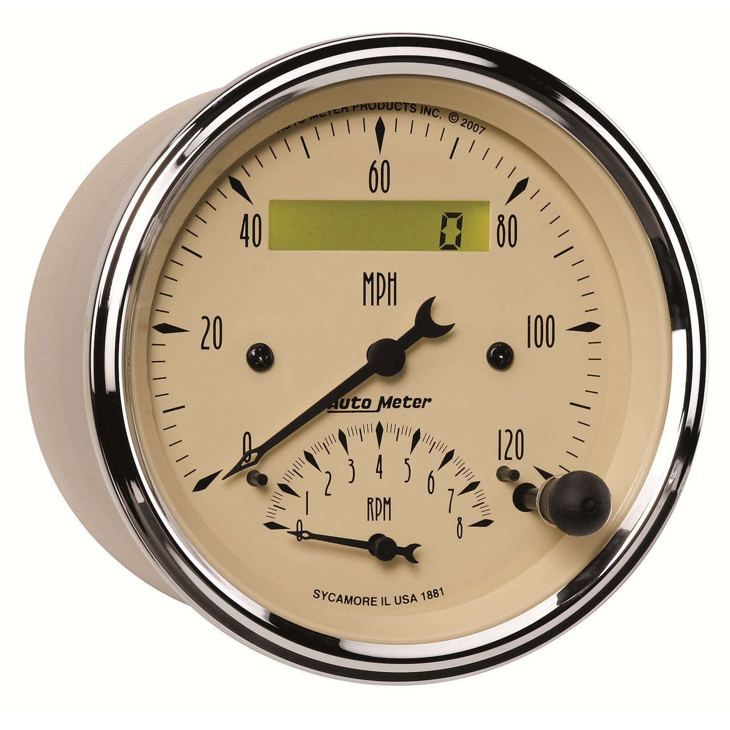 AUTOMETER Tacho/Speedo Gauge 3 3/8", 120MPH & 8K RPM, Elec. Program., Antique Beige - Image 3