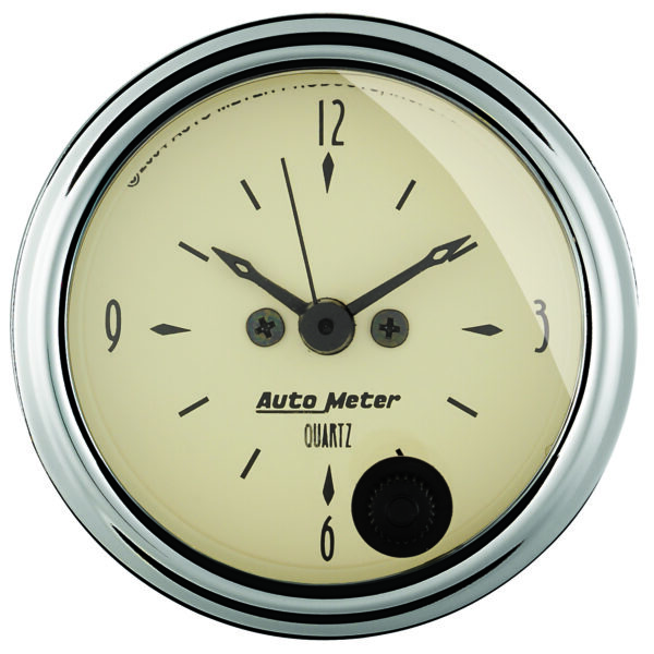 AUTOMETER Clock Gauge 2 1/16", 12hr, Analogue, Antique Beige