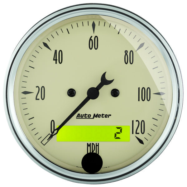 AUTOMETER 5pc Gauge Kit 3 1/8" & 2 1/16", Elec. Speedometer, Antique Beige - Image 2