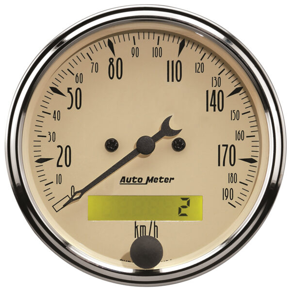 AUTOMETER 5pc Gauge Kit 3 1/8" & 2 1/16", Elec. KM/H Speedometer, Antique Beige - Image 2