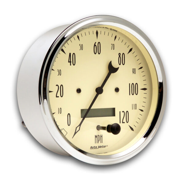 AUTOMETER Speedometer Gauge 5", 120MPH, Elec. Prog. W/ LCD Odo, Antique Beige - Image 2
