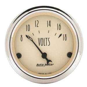 AUTOMETER Voltmeter Gauge 2 1/16", 18V, Elec, Antique Beige
