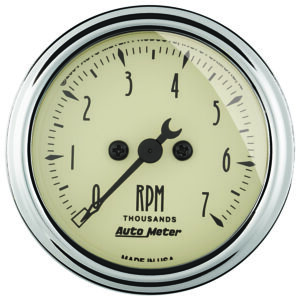 AUTOMETER Tachometer Gauge 2 1/16", 7K RPM, In-Dash, Antique Beige