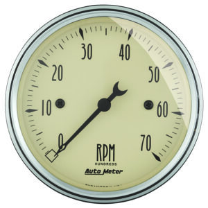 AUTOMETER Tachometer Gauge 3 1/8", 7K RPM, In-Dash, Antique Beige