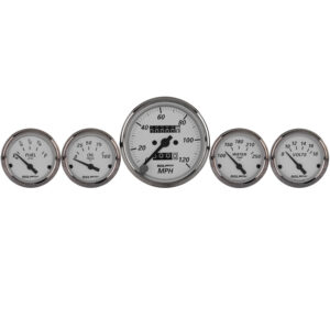 AUTOMETER 5pc Gauge Kit 3 1/8" & 2 1/16", Mech. Speedometer, American Platinum
