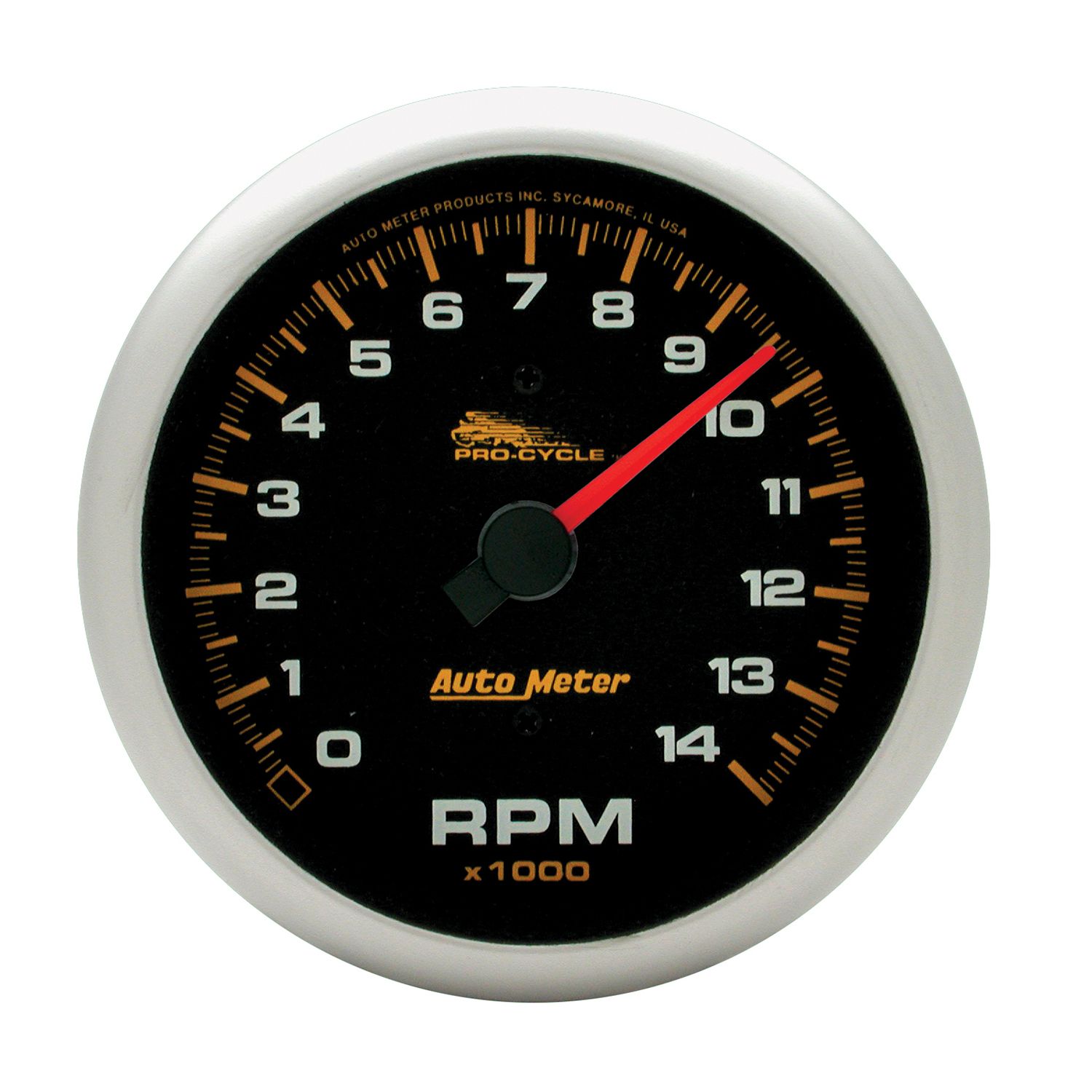 AUTOMETER Tachometer Gauge 3 3/4", 14K RPM,  2 & 4 Cylinder, Black, Pro-Cycle