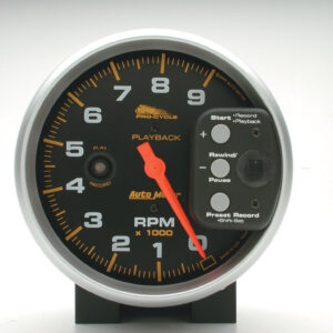 AUTOMETER Tachometer Gauge 5", 9K RPM, Pedestal W/ RPM Playback, Black, Pro-Cycle