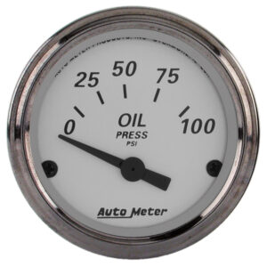 AUTOMETER Oil Pressure Gauge 2 1/16", 100PSI, Elec, American Platinum