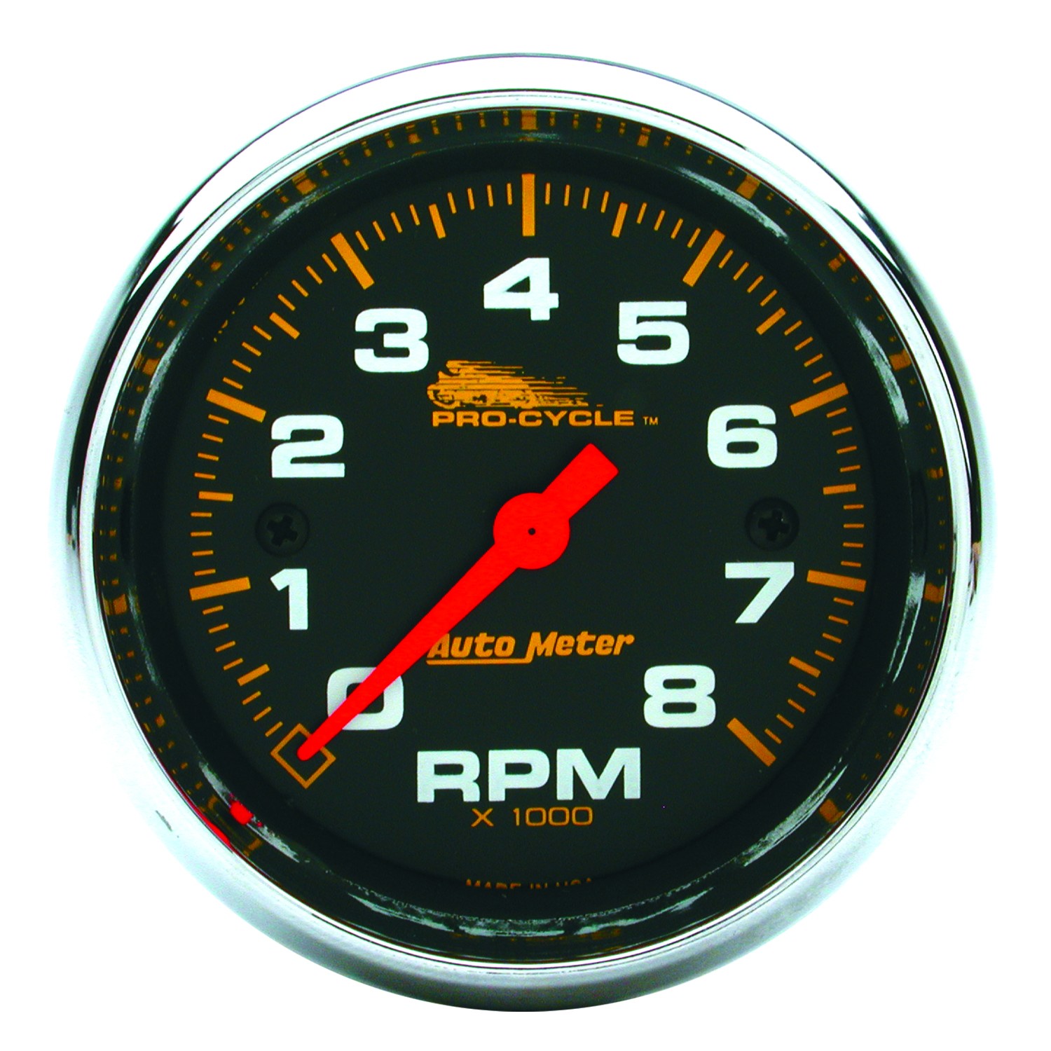 AUTOMETER Tachometer Gauge 2 5/8", 8K RPM, 2&4 Cylinder, Black, Pro-Cycle