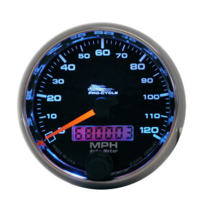 AUTOMETER Speedometer Gauge 2 5/8", 120MPH, Elec, Black, Pro-Cycle