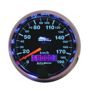 AUTOMETER Speedometer Gauge 2 5/8", 190KMH, Elec, Black, Pro-Cycle