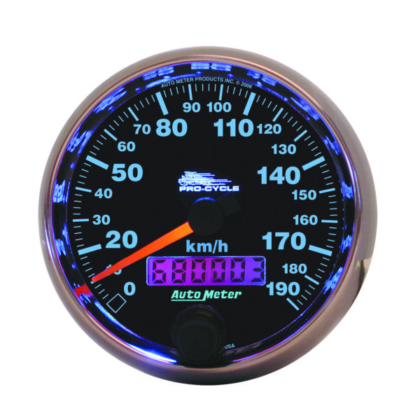 AUTOMETER Speedometer Gauge 2 5/8", 190KMH, Elec, Black, Pro-Cycle