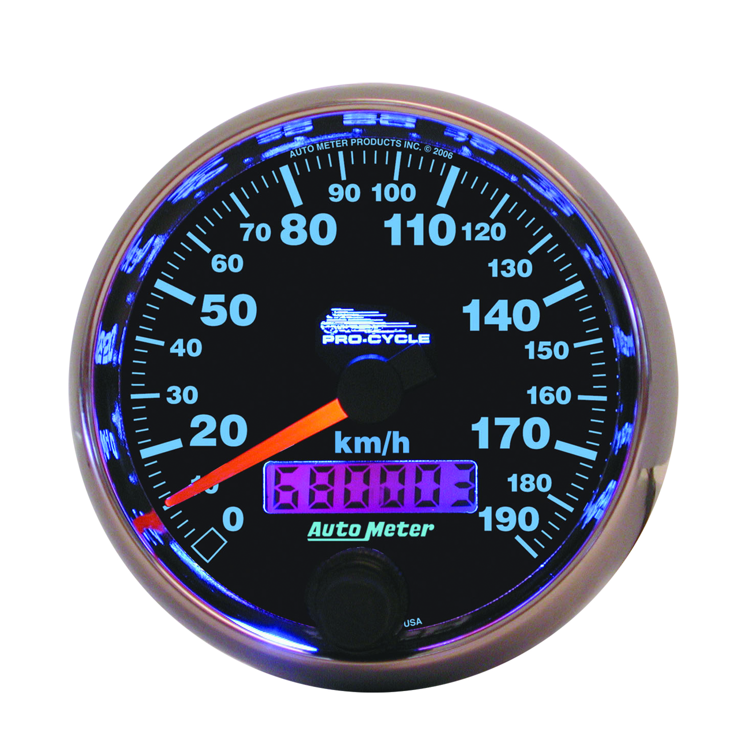 AUTOMETER Speedometer Gauge 2 5/8", 190KMH, Elec, Black, Pro-Cycle