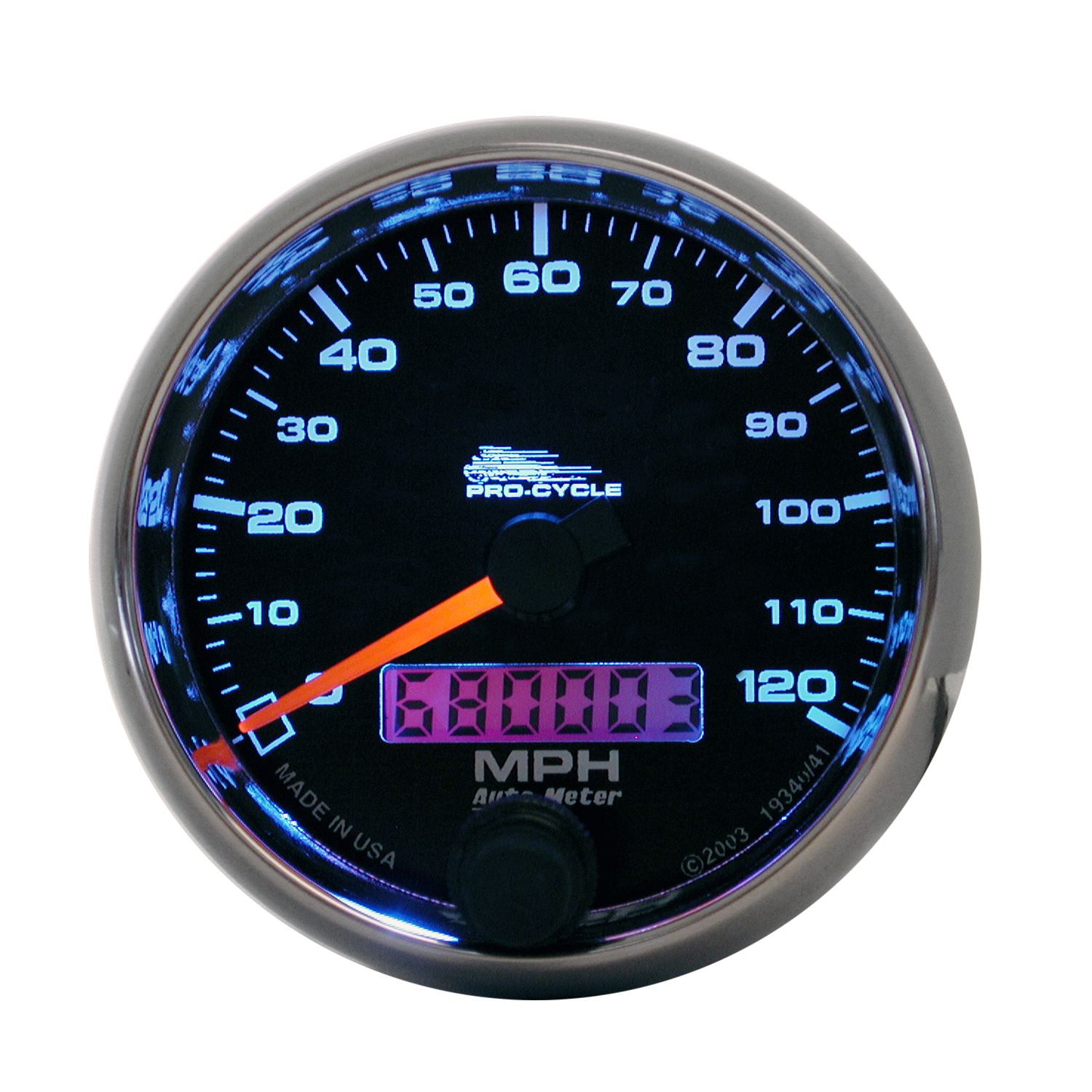 AUTOMETER Speedometer Gauge 2 5/8", 120MPH, Elec, Black, Pro-Cycle