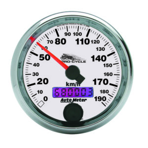 AUTOMETER Speedometer Gauge 2 5/8", 190KMH, Elec, White, Pro-Cycle