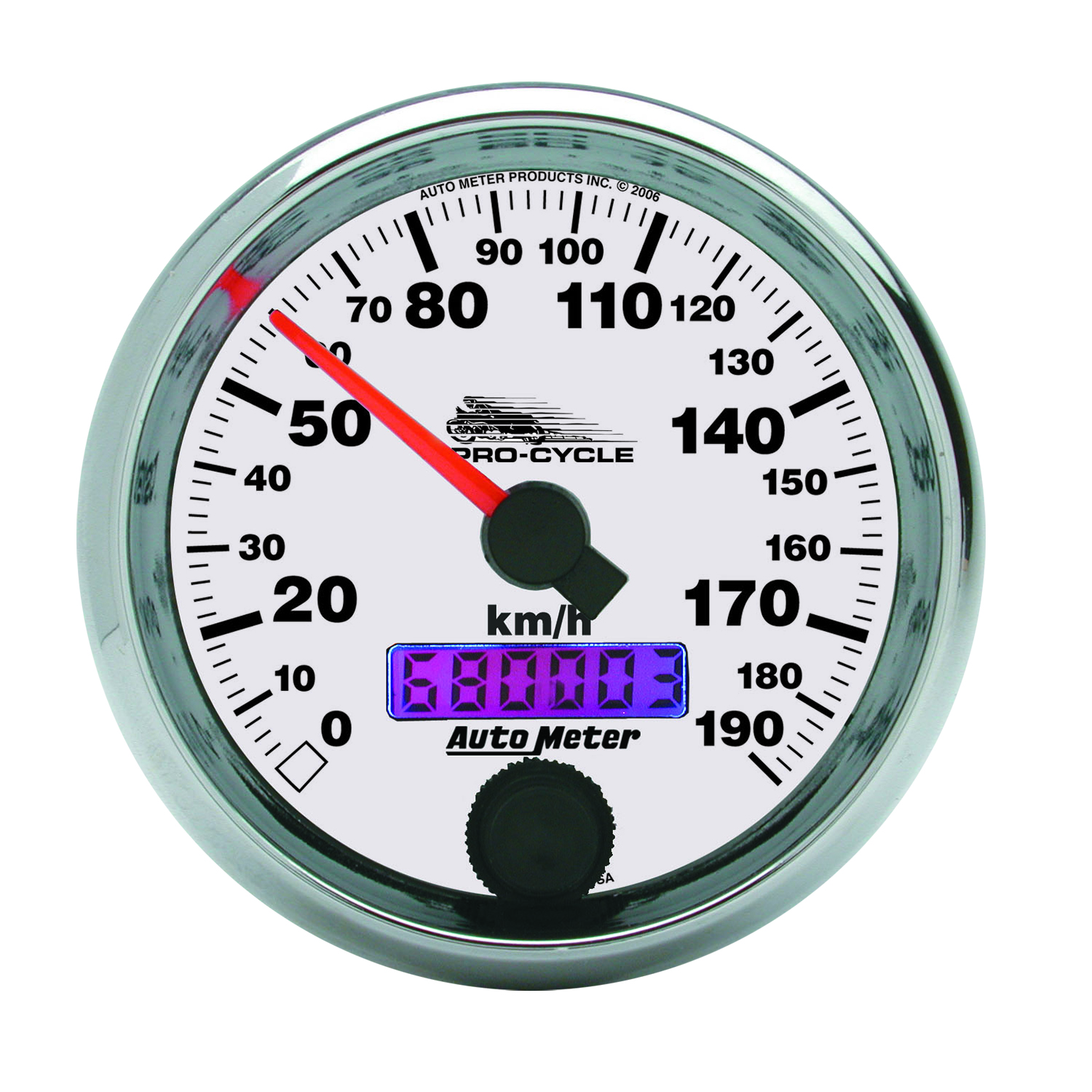 AUTOMETER Speedometer Gauge 2 5/8", 190KMH, Elec, White, Pro-Cycle