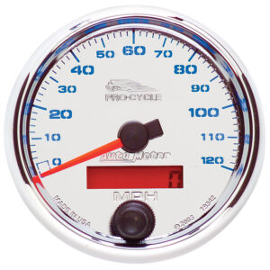 AUTOMETER Speedometer Gauge 2 5/8", 120MPH, Elec, Chrome, Pro-Cycle