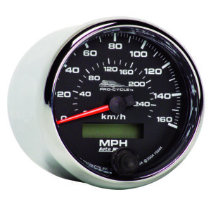 AUTOMETER Speedometer Gauge 2 5/8", 160MPH/260KM/H, Elec, Black, Pro-Cycle