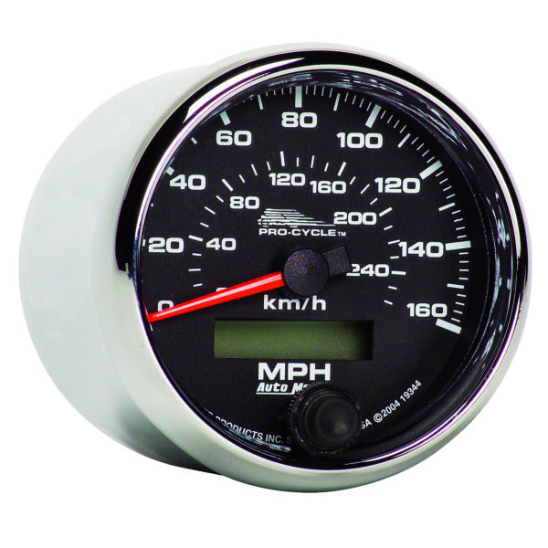 AUTOMETER Speedometer Gauge 2 5/8", 160MPH/260KM/H, Elec, Black, Pro-Cycle