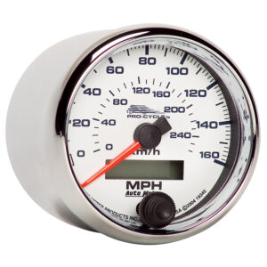 AUTOMETER Speedometer Gauge 2 5/8", 160MPH/260KM/H, Elec, White, Pro-Cycle
