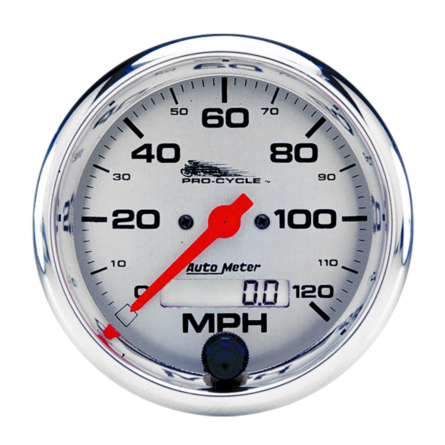 AUTOMETER Speedometer Gauge 3 3/4", 120MPH, Elec, Silver, Pro-Cycle