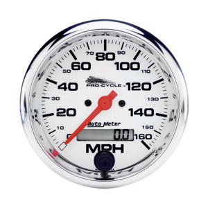 AUTOMETER Speedometer Gauge 3 3/4", 160MPH, Elec, White, Pro-Cycle