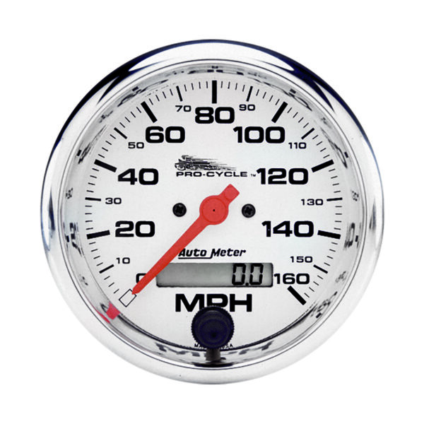 AUTOMETER Speedometer Gauge 3 3/4", 160MPH, Elec, White, Pro-Cycle