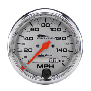 AUTOMETER Speedometer Gauge 3 3/4", 160MPH, Elec, Silver, Pro-Cycle