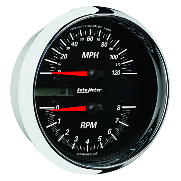 AUTOMETER Tacho/Speedo Gauge 4 1/2", 8K RPM/120MPH, Black, Pro-Cycle