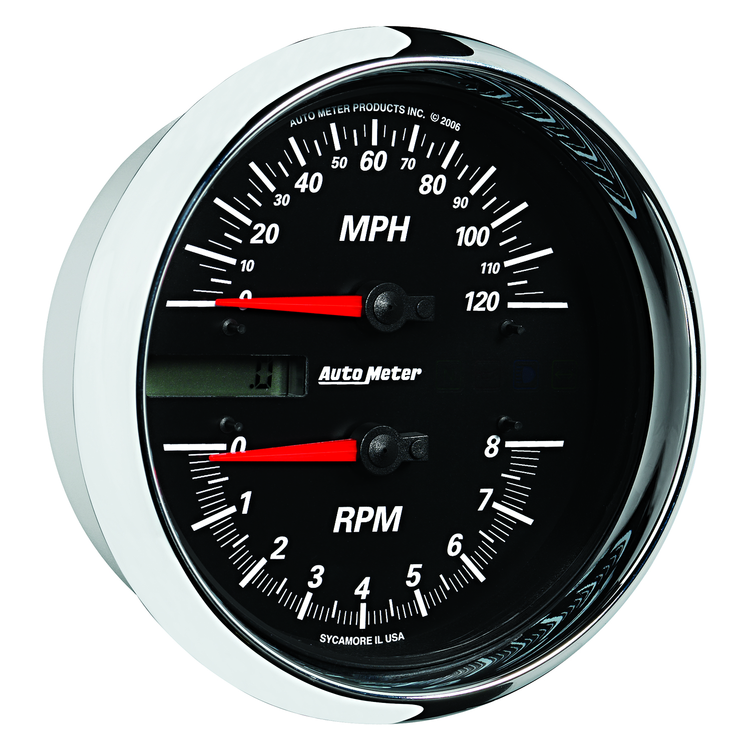 AUTOMETER Tacho/Speedo Gauge 4 1/2", 8K RPM/120MPH, Black, Pro-Cycle