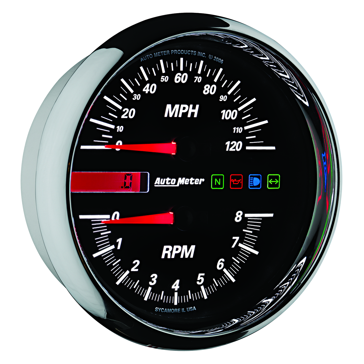 AUTOMETER Tacho/Speedo Gauge 4 1/2", 8K RPM/120MPH, Black, Pro-Cycle - Image 2